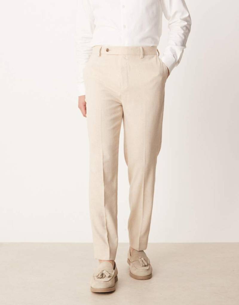 ASOS DESIGN - Elegante, schmal zulaufende Hose mit Wolle in hellem Steinbeige-Neutral von ASOS DESIGN