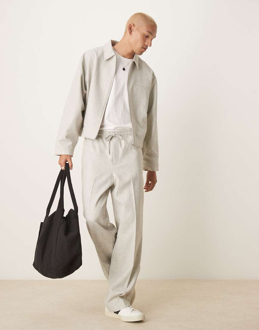 ASOS DESIGN - Elegante, weit geschnittene Schlupfhose in Grau mit Noppenstruktur, Kombiteil von ASOS DESIGN