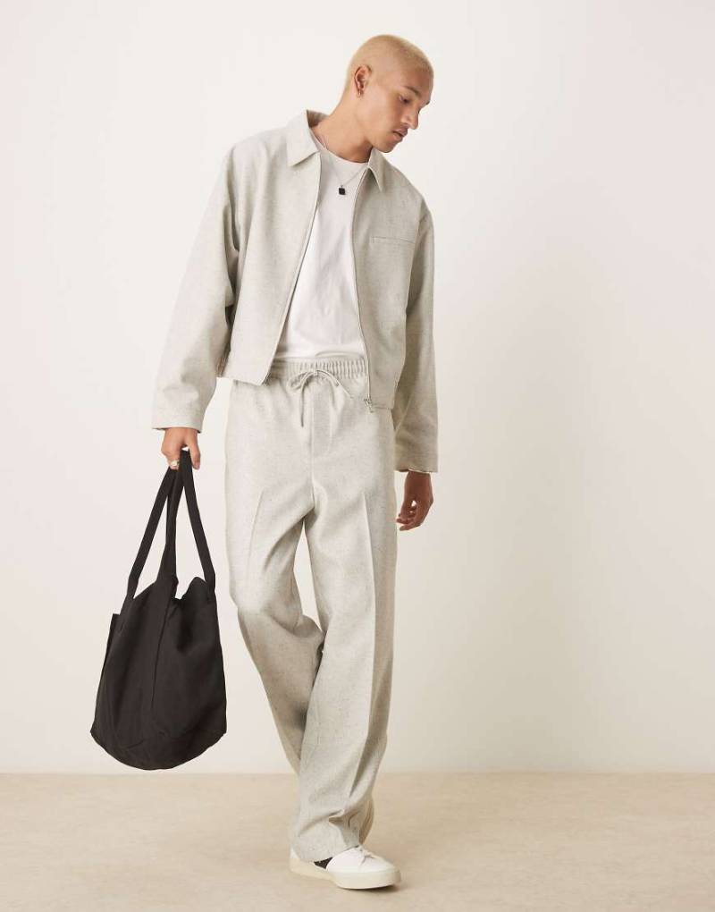 ASOS DESIGN - Elegante, weit geschnittene Schlupfhose in Grau mit Noppenstruktur, Kombiteil von ASOS DESIGN