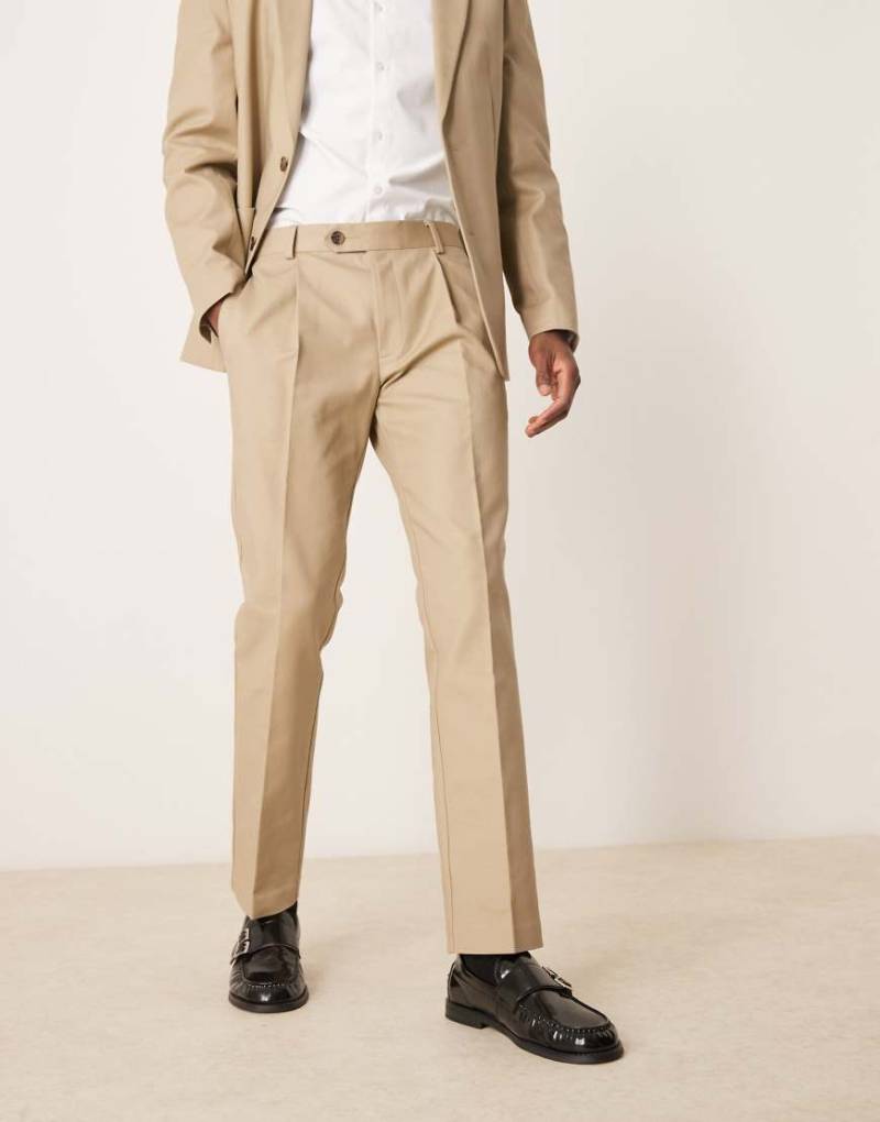 ASOS DESIGN - Elegante Anzughose in Steingrau aus weicher Baumwolle-Grün von ASOS DESIGN