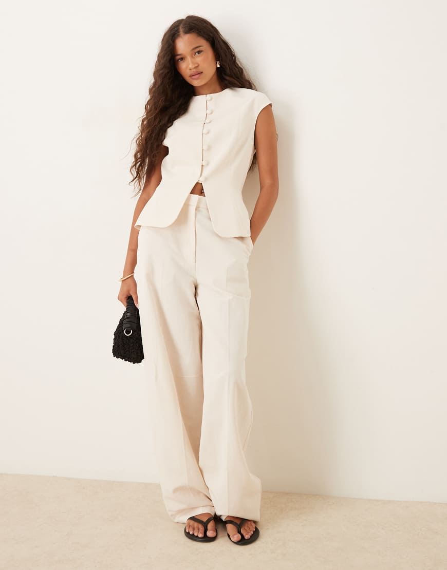 ASOS DESIGN - Elegante Barrel-Hose aus Leinenmix in Elfenbein-Weiß ASOS DESIGN - Elegante Barrel-Hose aus Leinenmix in Elfenbein-Weiß von ASOS DESIGN