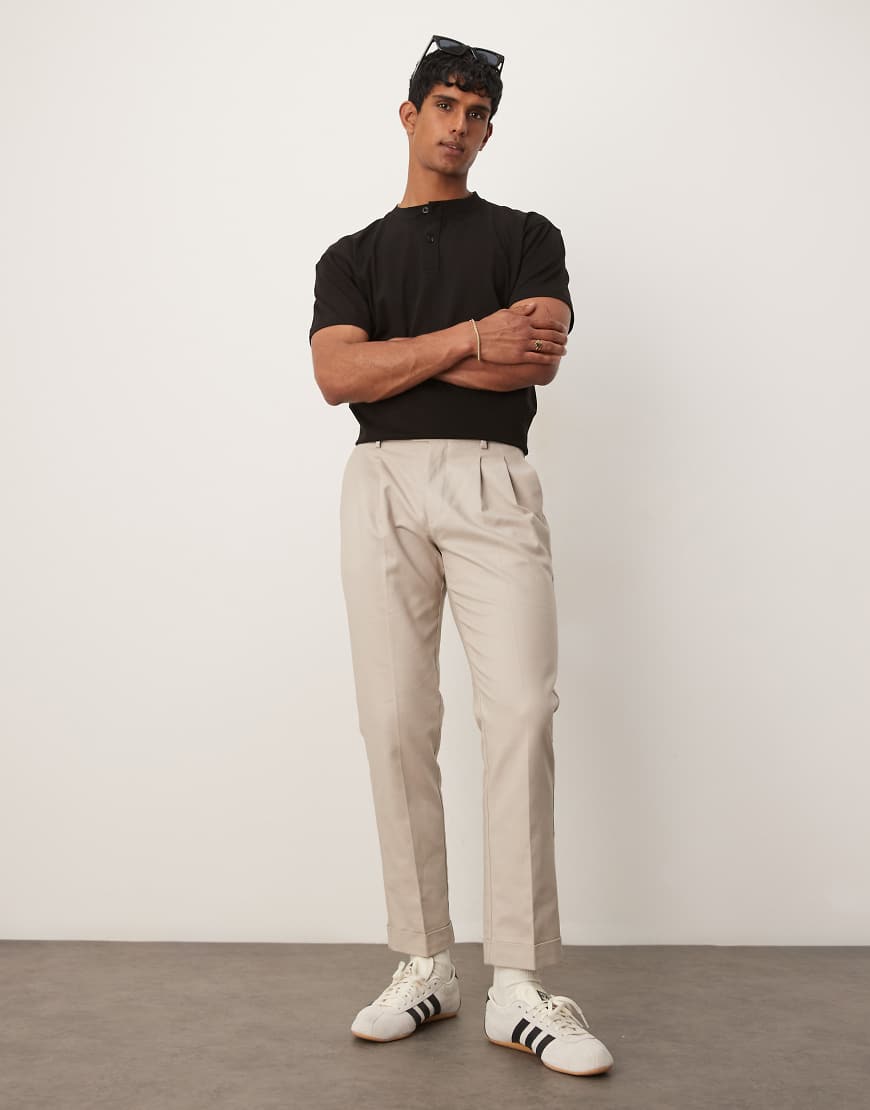 ASOS DESIGN - Elegante Baumwoll-Chinohose in Steinbeige mit schmalem Schnitt-Neutral von ASOS DESIGN