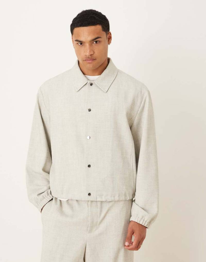 ASOS DESIGN - Elegante Blouson-Jacke in meliertem Hellgrau, Kombiteil von ASOS DESIGN
