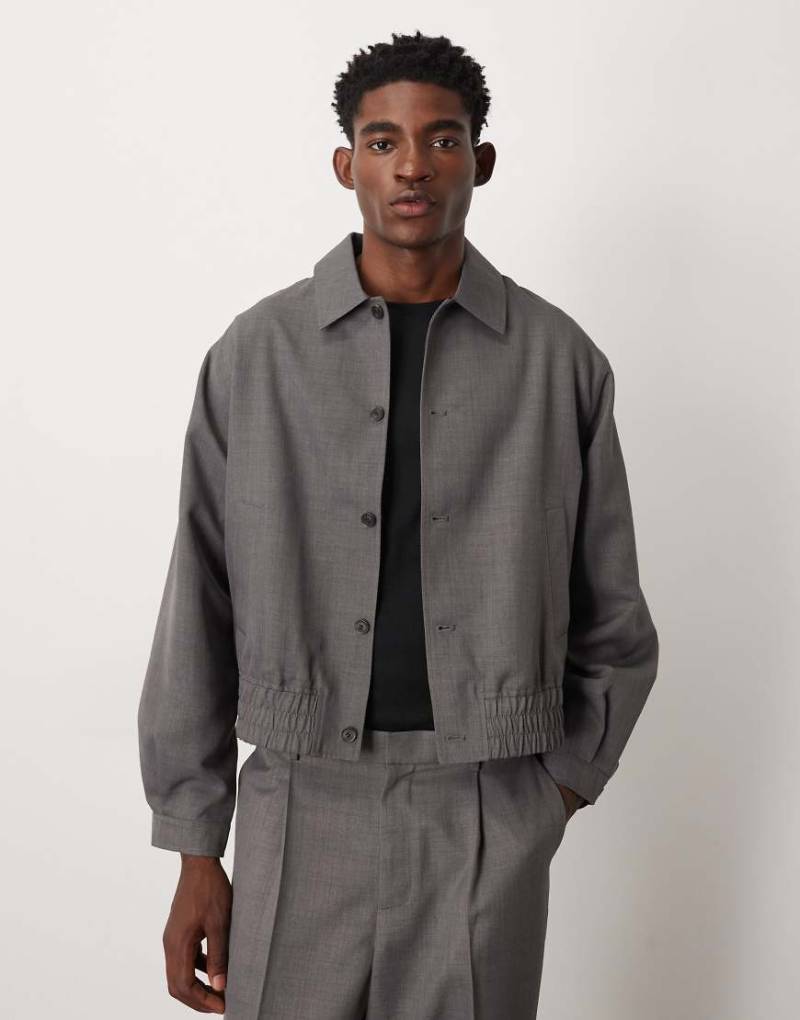 ASOS DESIGN - Elegante Blousonjacke in Grau meliert mit Wolloptik, Kombiteil von ASOS DESIGN