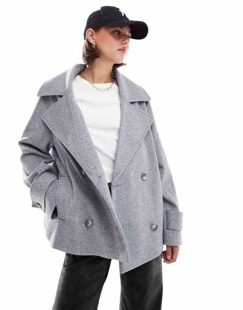 ASOS DESIGN - Elegante Cabanjacke aus Wollimitat in Grau von ASOS DESIGN