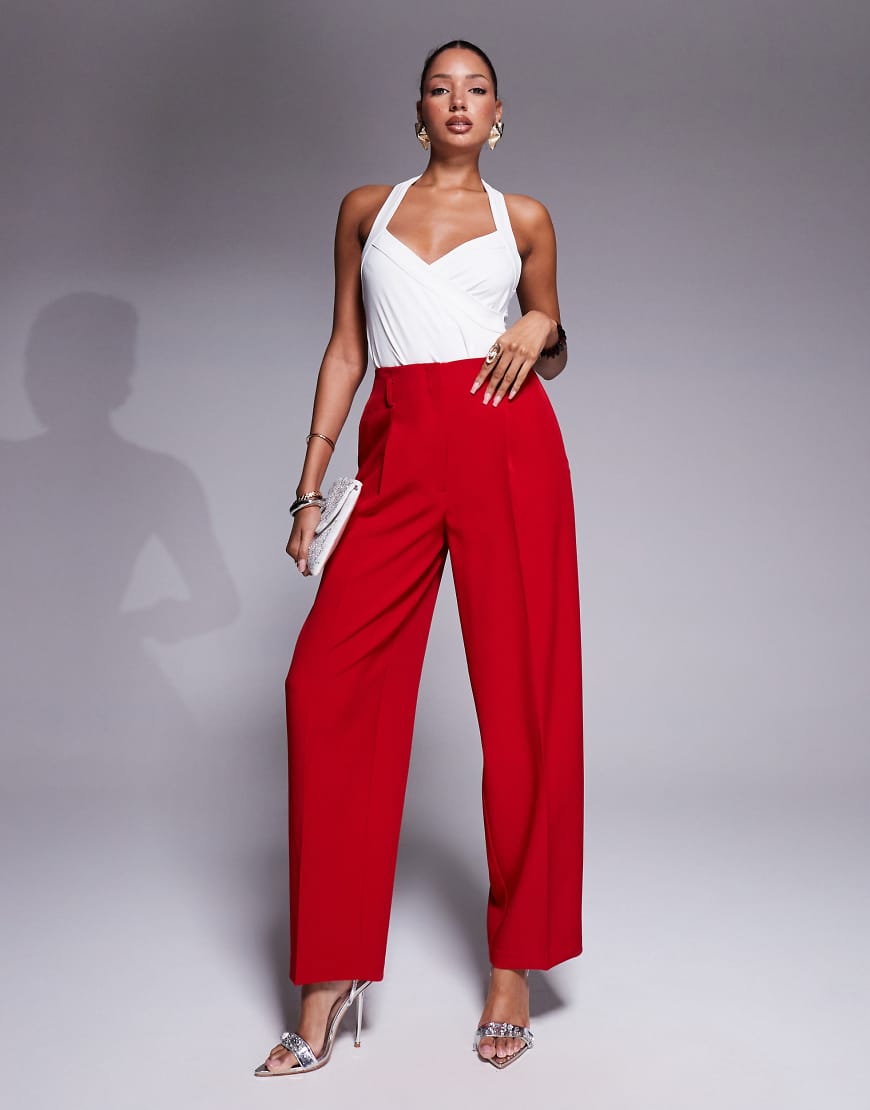 ASOS DESIGN - Elegante Cocoon-Hose in Rot mit Korsettdetail, Kombiteil-Schwarz ASOS DESIGN - Elegante Cocoon-Hose in Rot mit Korsettdetail, Kombiteil-Schwarz von ASOS DESIGN