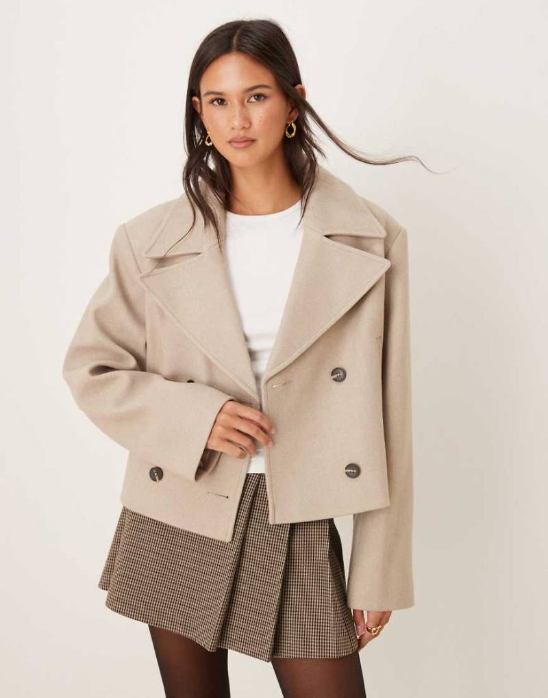ASOS DESIGN - Kurzer, formeller Trenchcoat in Haferbeige-Braun von ASOS DESIGN