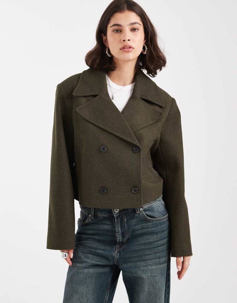 ASOS DESIGN - Kurzer, formeller Trenchcoat in Khaki-Grün von ASOS DESIGN