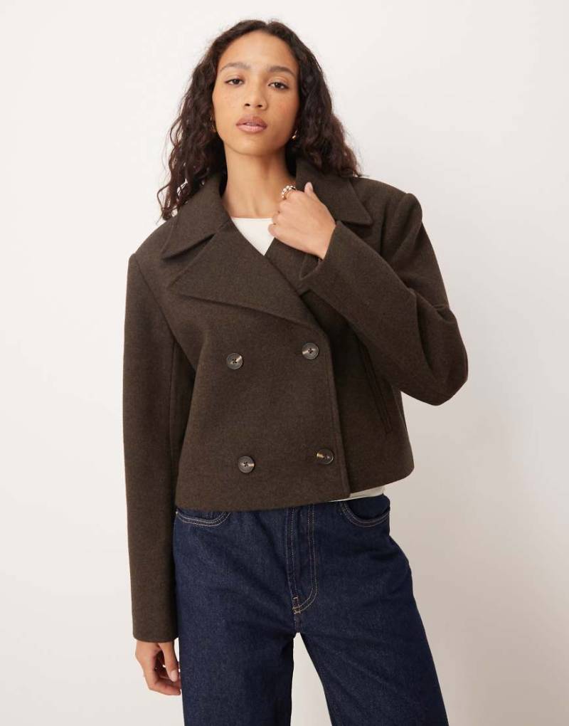 ASOS DESIGN - Kurzer, formeller Trenchcoat in Schokobraun-Neutral von ASOS DESIGN