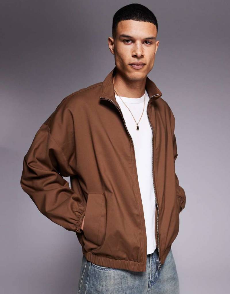 ASOS DESIGN - Elegante Harrington-Jacke in Braun von ASOS DESIGN