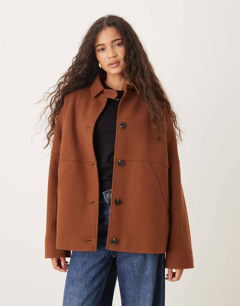 ASOS DESIGN - Elegante Harrington-Jacke in Rost mit lockerem Schnitt-Rot von ASOS DESIGN