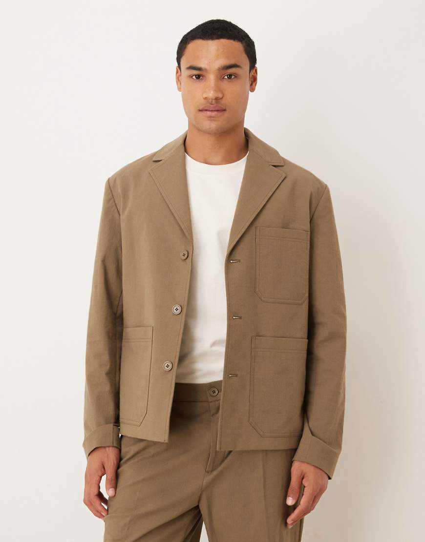 ASOS DESIGN - Elegante Hemdjacke in Khaki, Kombiteil-Grün von ASOS DESIGN