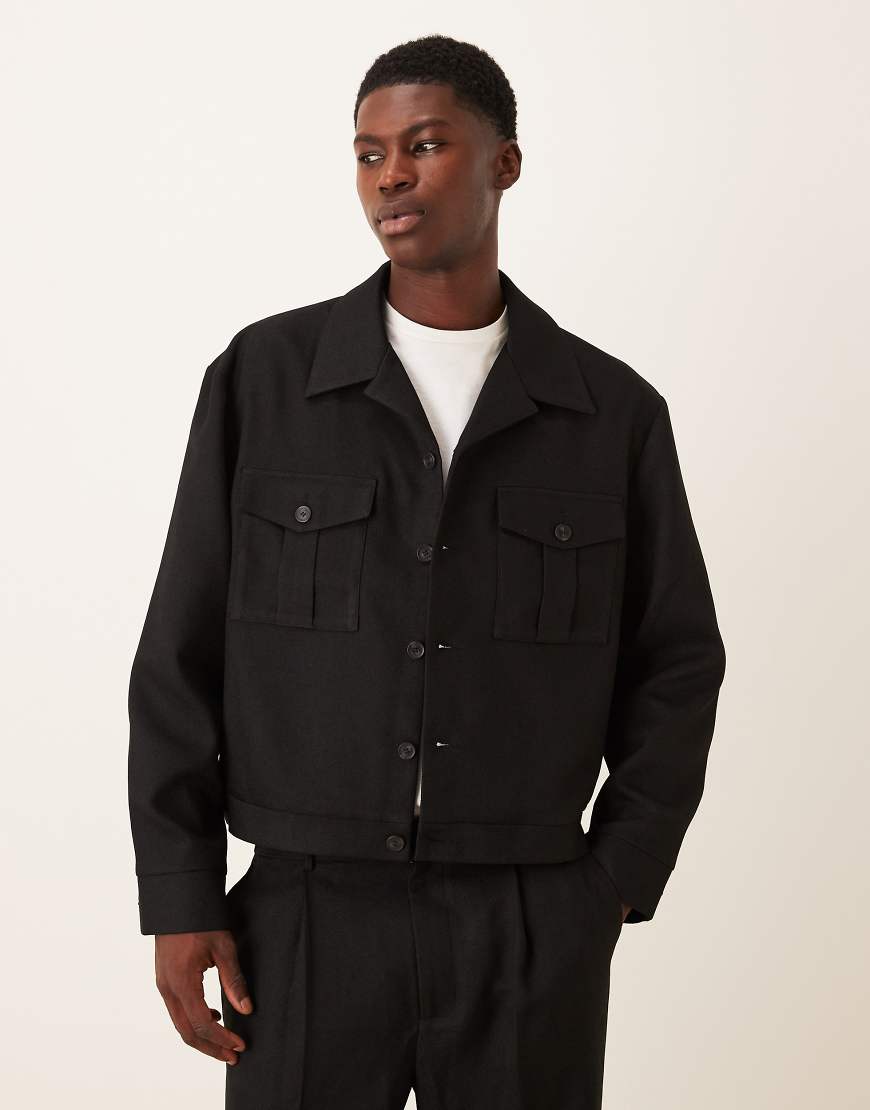 ASOS DESIGN - Elegante Hemdjacke in Schwarz, Kombiteil von ASOS DESIGN