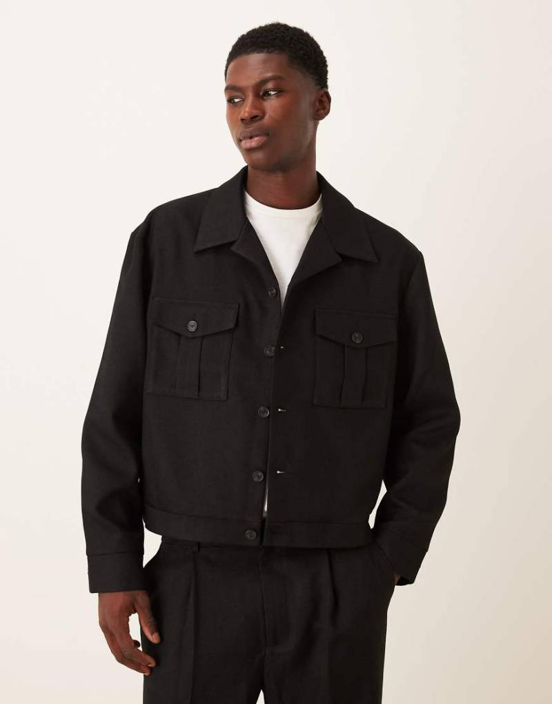 ASOS DESIGN - Elegante Hemdjacke in Schwarz, Kombiteil von ASOS DESIGN