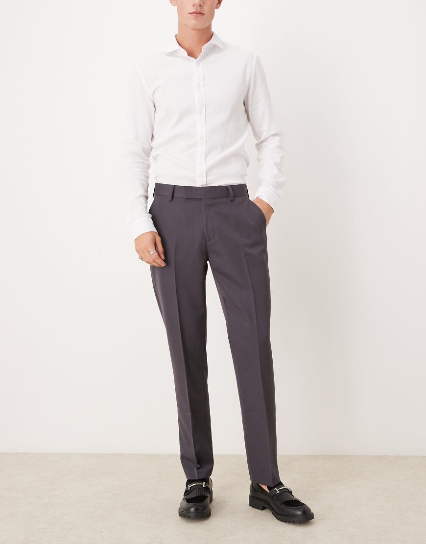 ASOS DESIGN - Elegante Hose in Anthrazit mit schmalem Schnitt-Grau von ASOS DESIGN