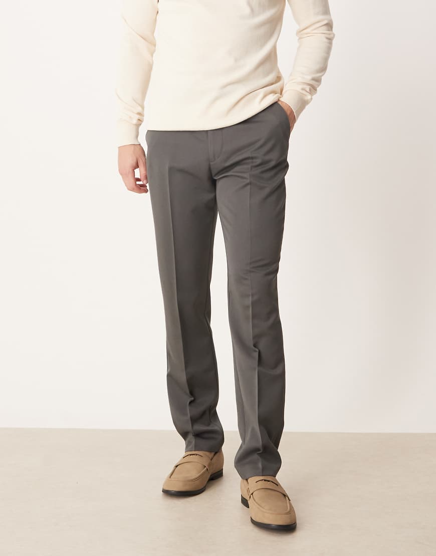 ASOS DESIGN - Elegante Hose in Anthrazit mit schmalem Schnitt-Grau von ASOS DESIGN