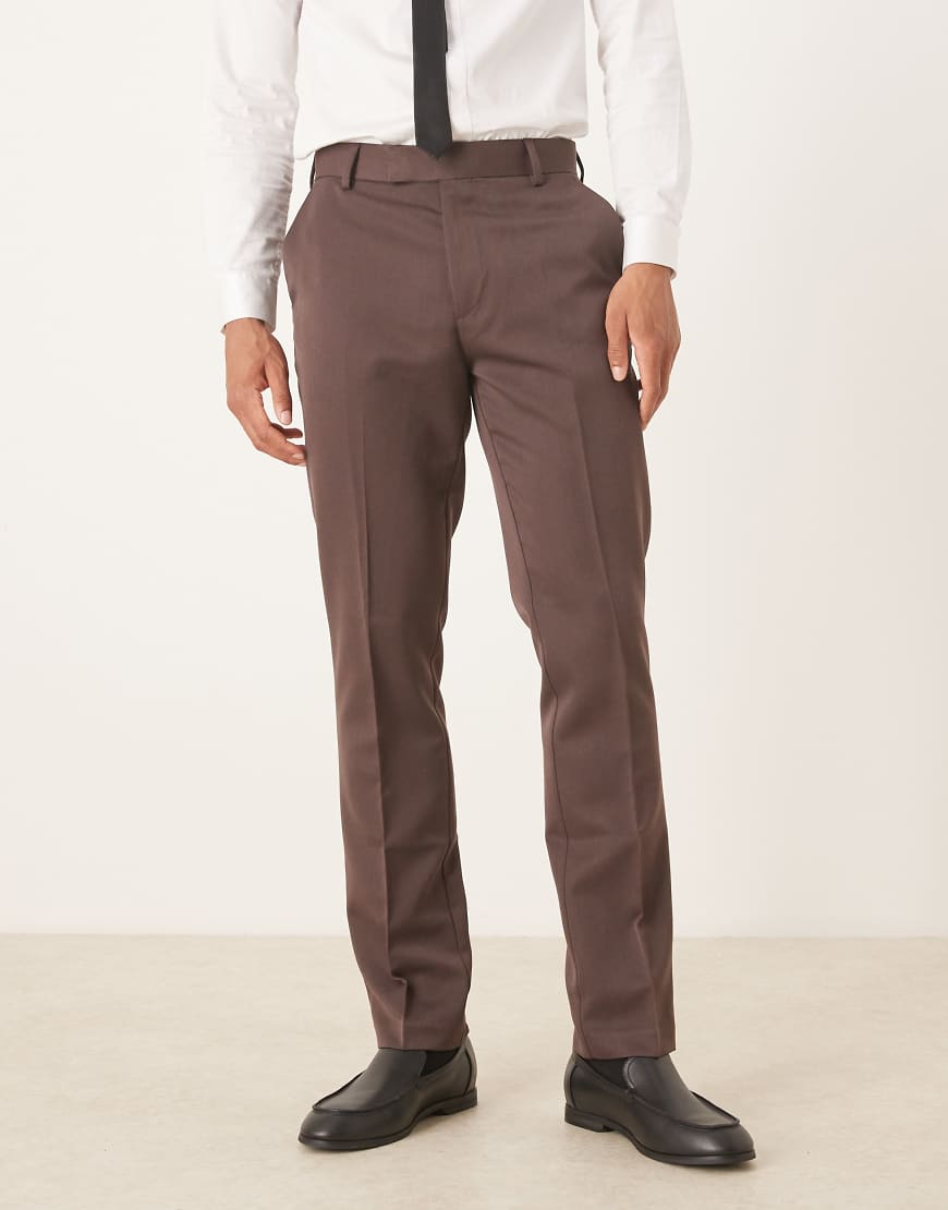 ASOS DESIGN - Elegante Hose in Braun mit schmalem Schnitt-Brown von ASOS DESIGN