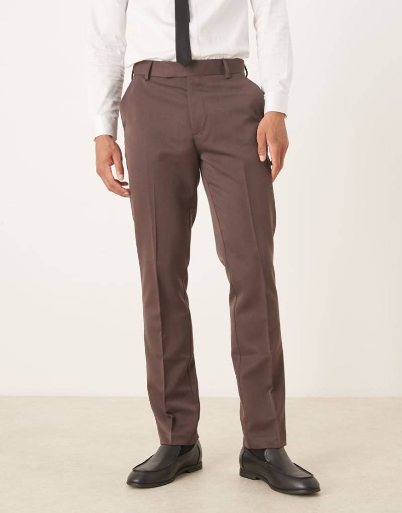 ASOS DESIGN - Elegante Hose in Braun mit schmalem Schnitt-Brown von ASOS DESIGN