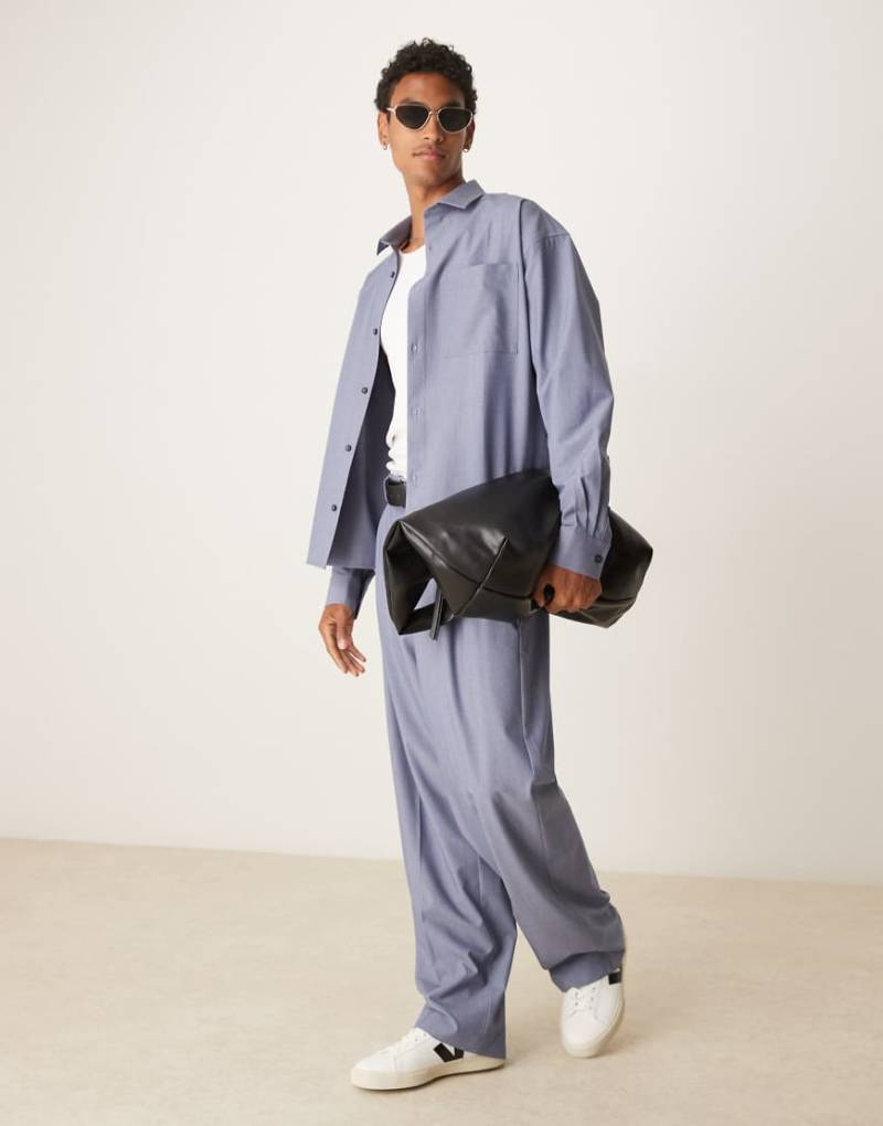 ASOS DESIGN - Elegante Hose in Hellblau mit weitem Bein und dreifachen Falten, Kombiteil von ASOS DESIGN