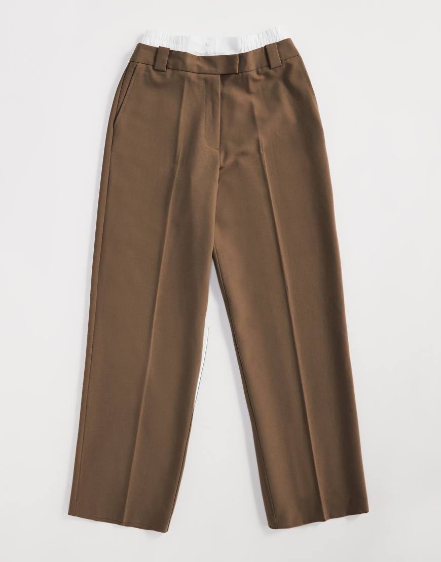 ASOS DESIGN - Elegante Hose in Sand mit geradem Schnitt und doppeltem Bund-Grün ASOS DESIGN - Elegante Hose in Sand mit geradem Schnitt und doppeltem Bund-Grün von ASOS DESIGN