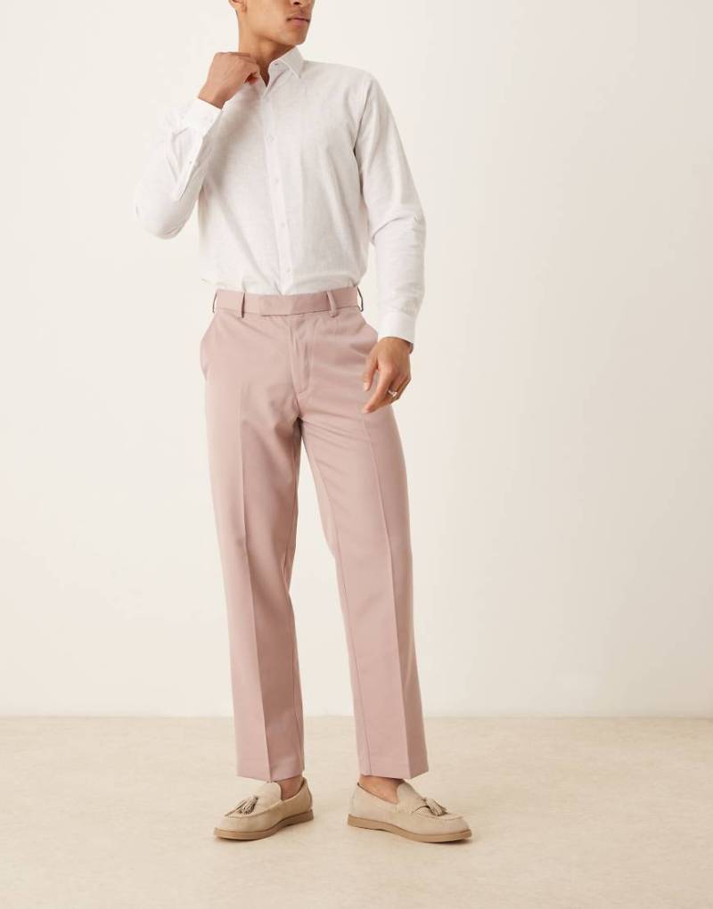 ASOS DESIGN - Elegante Hose in Staubrosa mit geradem Schnitt von ASOS DESIGN