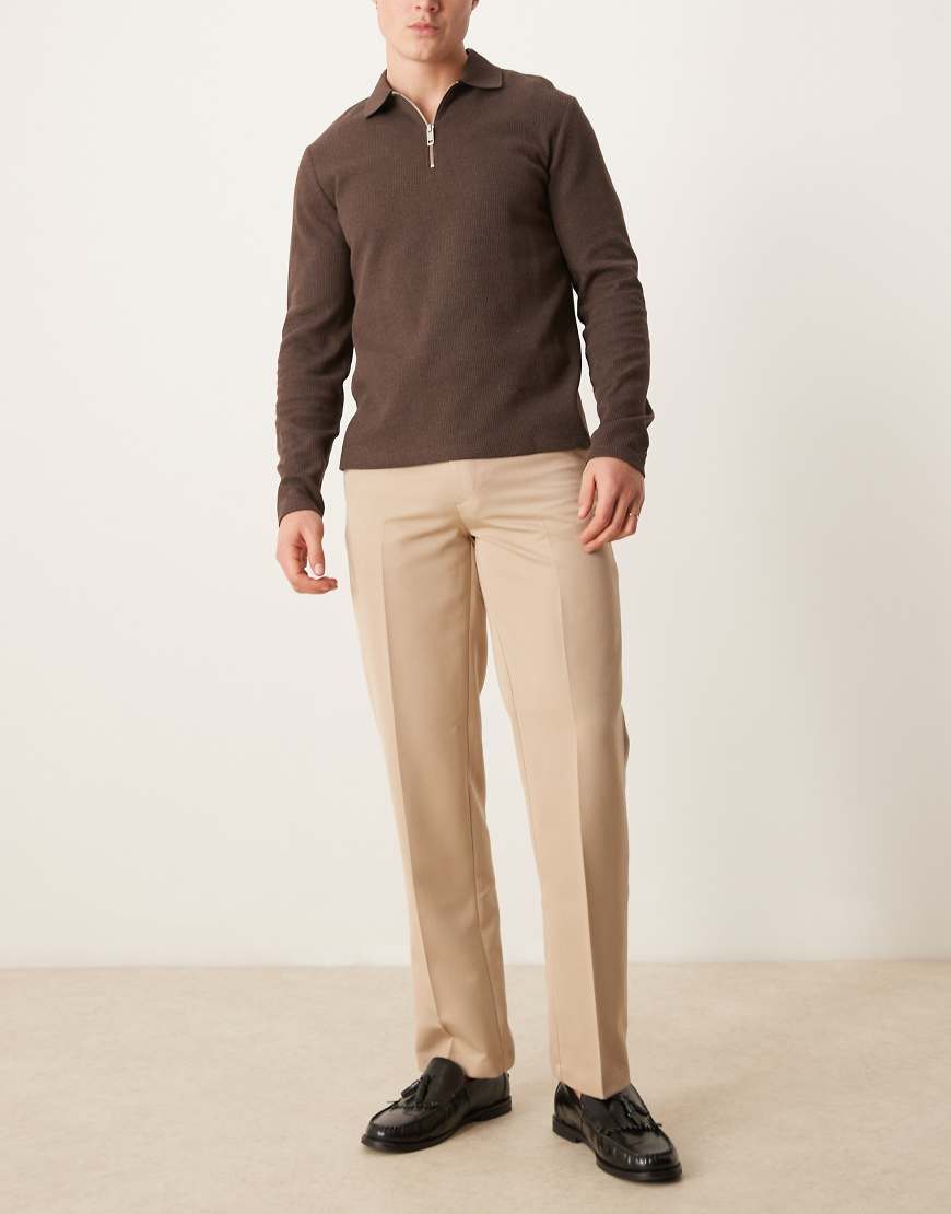 ASOS DESIGN - Elegante Hose in Steinbeige mit geradem Schnitt-Braun ASOS DESIGN - Elegante Hose in Steinbeige mit geradem Schnitt-Braun von ASOS DESIGN
