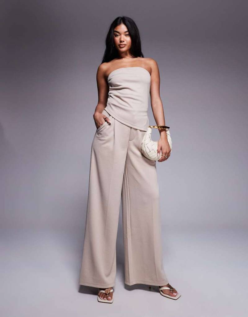 ASOS DESIGN - Elegante Hose in Steinbeige mit weitem Schnitt, Kombiteil-Neutral von ASOS DESIGN