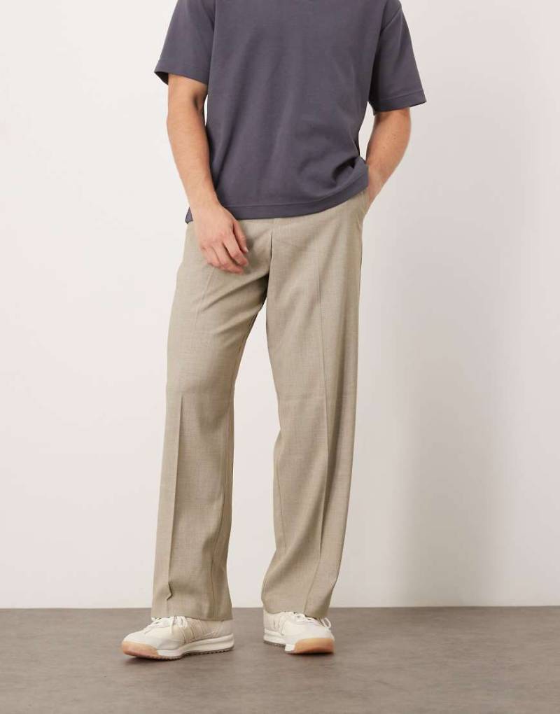 ASOS DESIGN - Elegante Hose in meliertem Hellgrau mit weitem Bein von ASOS DESIGN