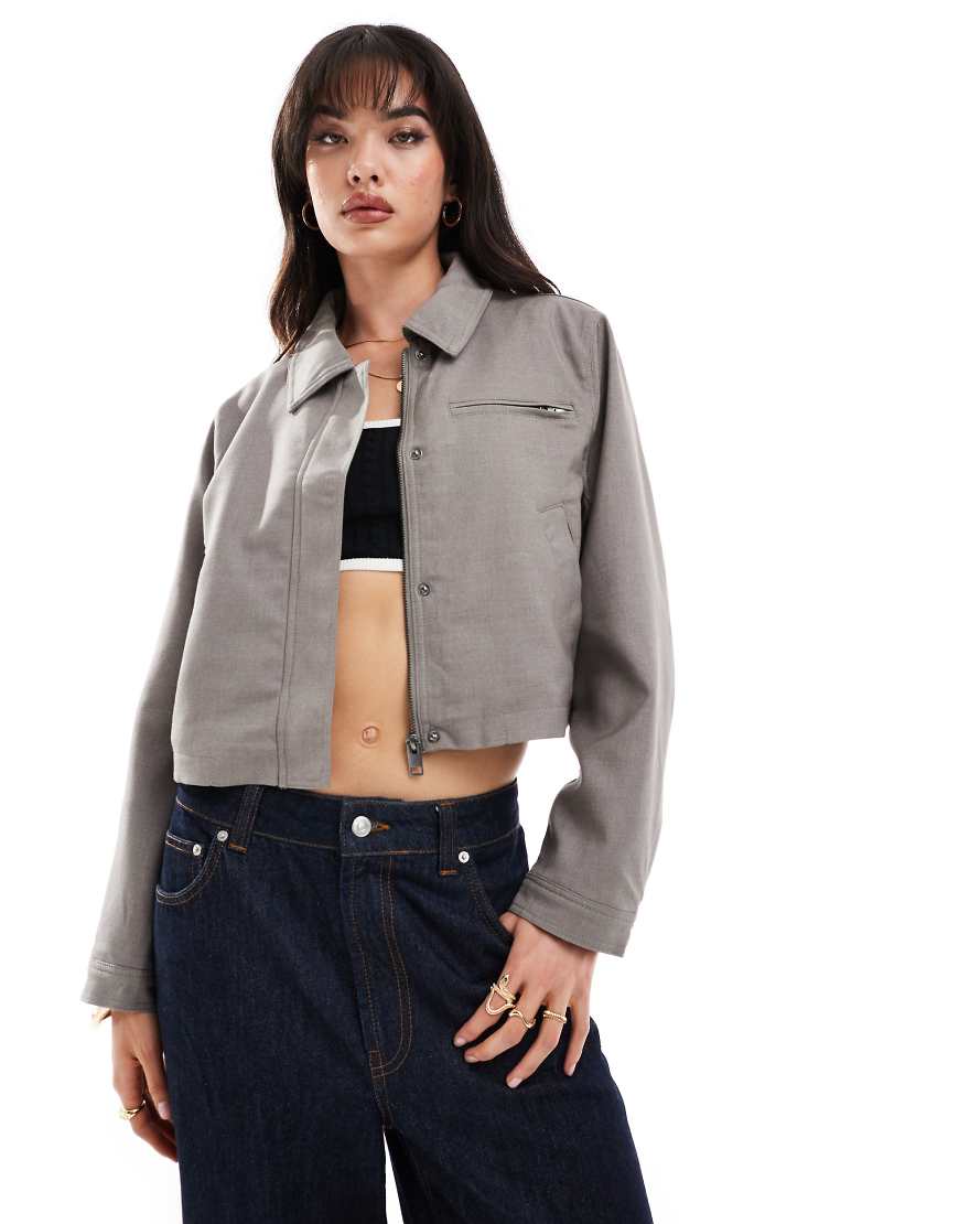ASOS DESIGN - Elegante Jacke in Pilzbraun mit Kragen-Bunt von ASOS DESIGN