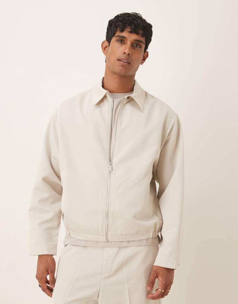 ASOS DESIGN - Elegante Oversize-Blousonjacke in Steinbeige, Kombiteil-Neutral von ASOS DESIGN