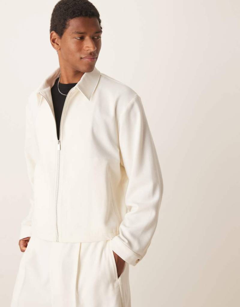 ASOS DESIGN - Elegante Oversize-Blousonjacke in Weiß mit Mikrostruktur, Kombiteil von ASOS DESIGN