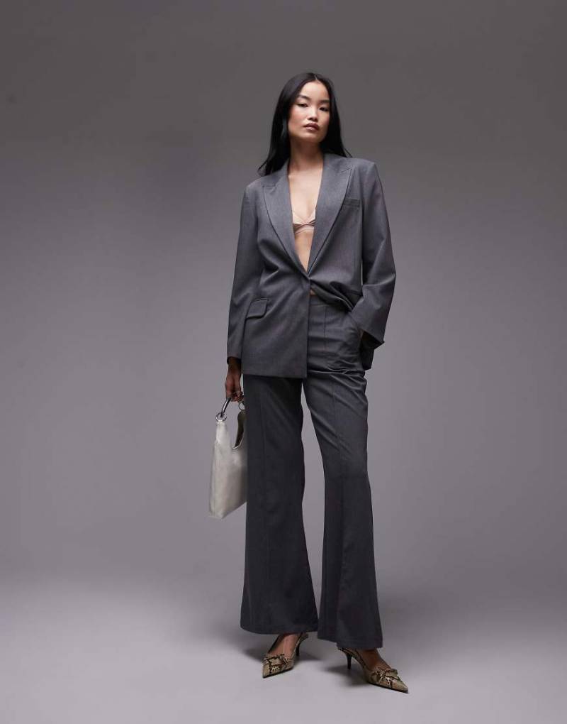 ASOS DESIGN - Elegante Schlaghose in Anthrazit, Kombiteil-Grau von ASOS DESIGN