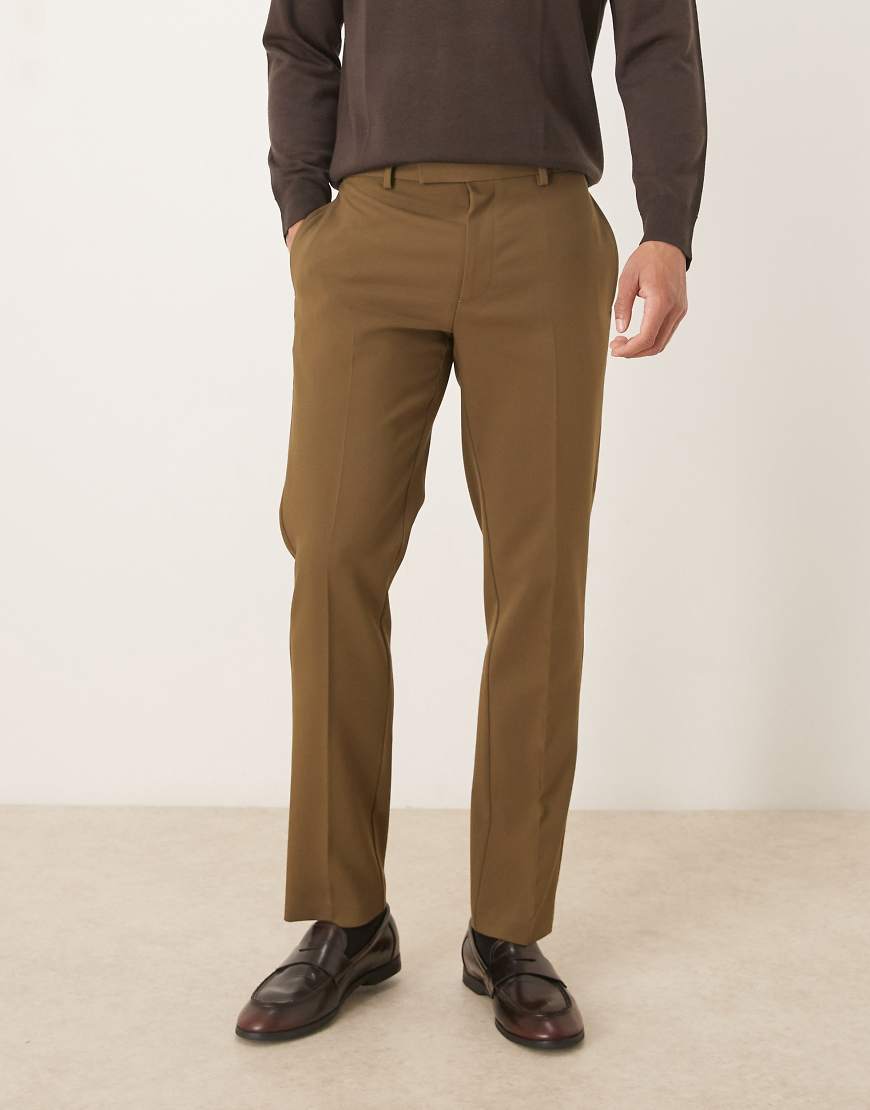 ASOS DESIGN - Elegante Slim-Fit-Hose aus Twill in Olivgrün von ASOS DESIGN