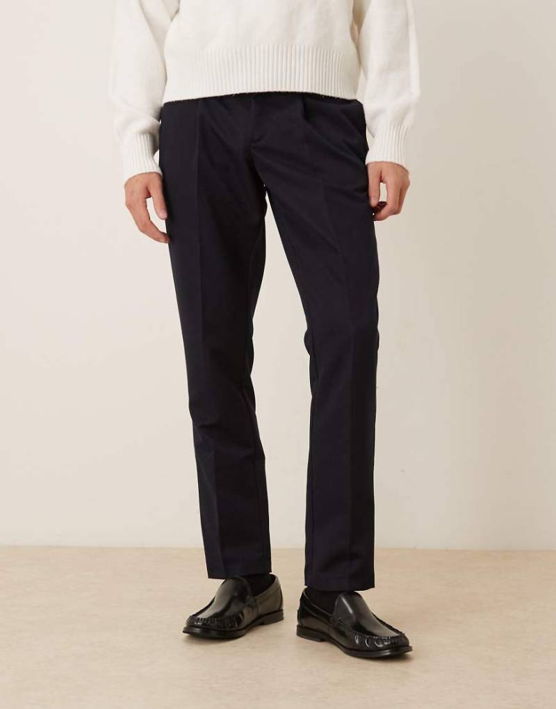 ASOS DESIGN - Elegante Slim Fit Hose in Marineblau-Grau von ASOS DESIGN