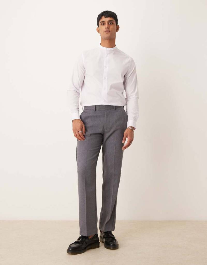 ASOS DESIGN - Elegante Twill-Hose aus Wollmix in Hellgrau mit geradem Schnitt von ASOS DESIGN