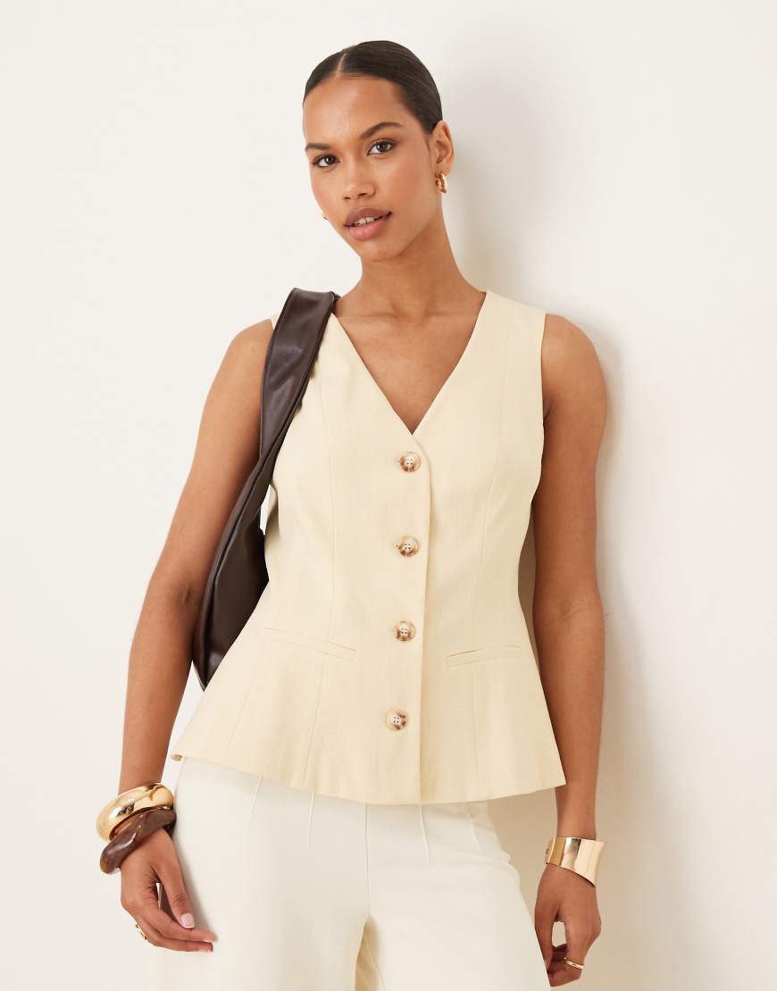 ASOS DESIGN - Elegante Weste in Zitronengelb mit Schößchensaum von ASOS DESIGN