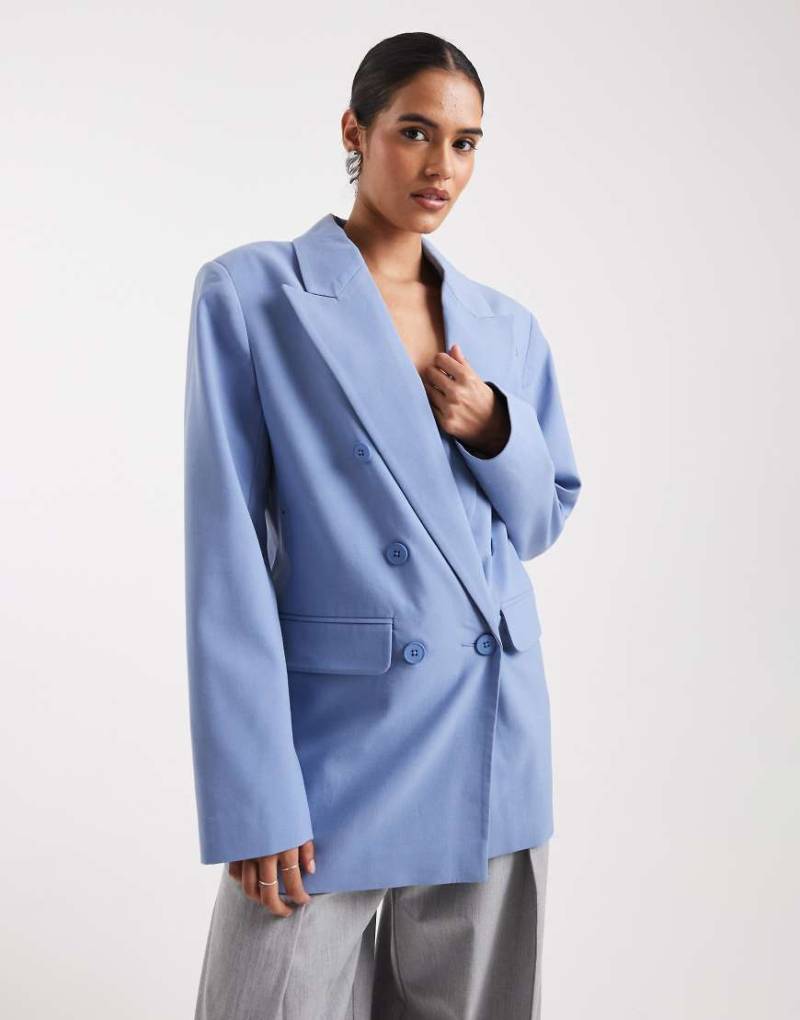 ASOS DESIGN - Eleganter, kastiger Oversize-Blazer in Blau-Grün von ASOS DESIGN