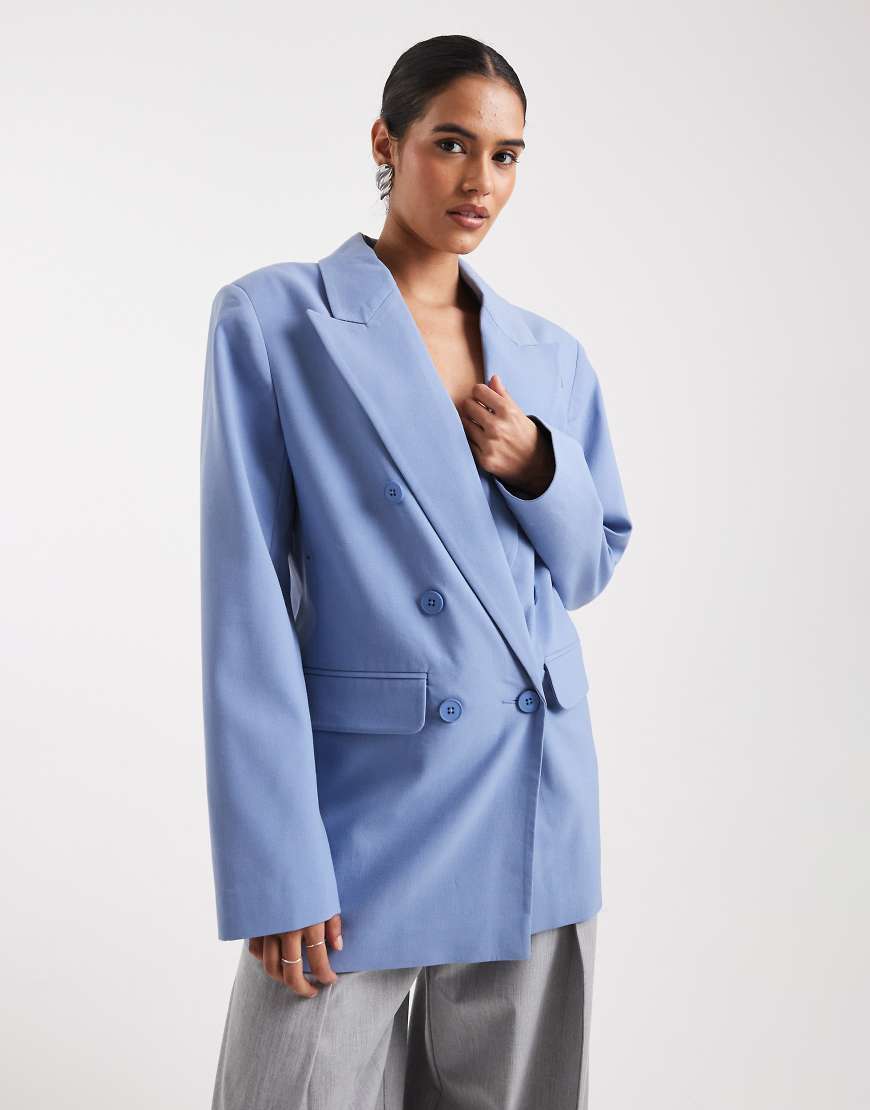 ASOS DESIGN - Eleganter, kastiger Oversize-Blazer in Blau-Grün von ASOS DESIGN