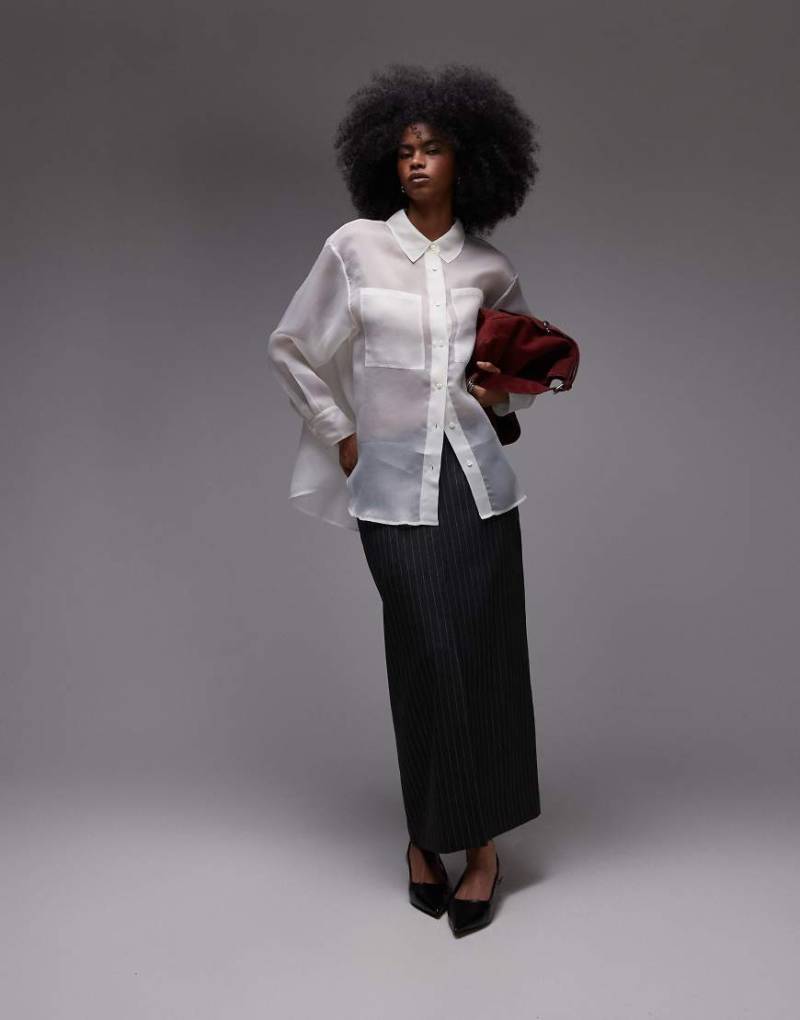 ASOS DESIGN - Eleganter, langer Bleistiftrock in Anthrazit mit Nadelstreifen-Bunt von ASOS DESIGN