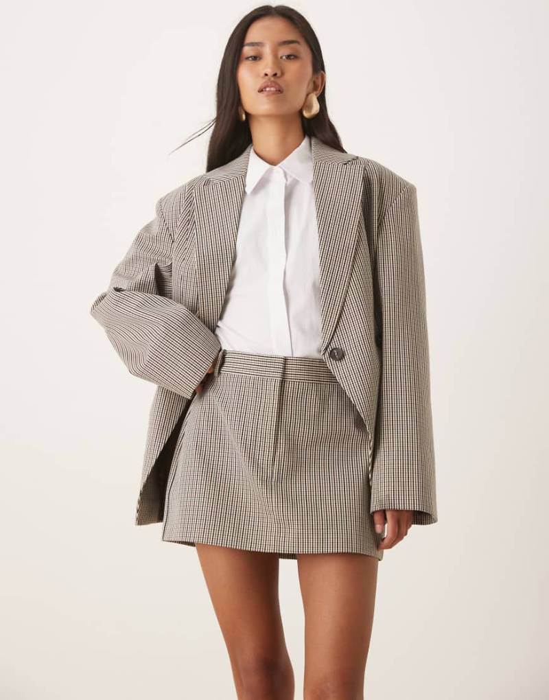 ASOS DESIGN - Eleganter, superkurzer Minirock mit Karomuster, Kombiteil-Brown von ASOS DESIGN