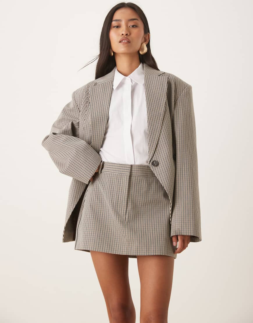 ASOS DESIGN - Eleganter, superkurzer Minirock mit Karomuster, Kombiteil-Brown von ASOS DESIGN
