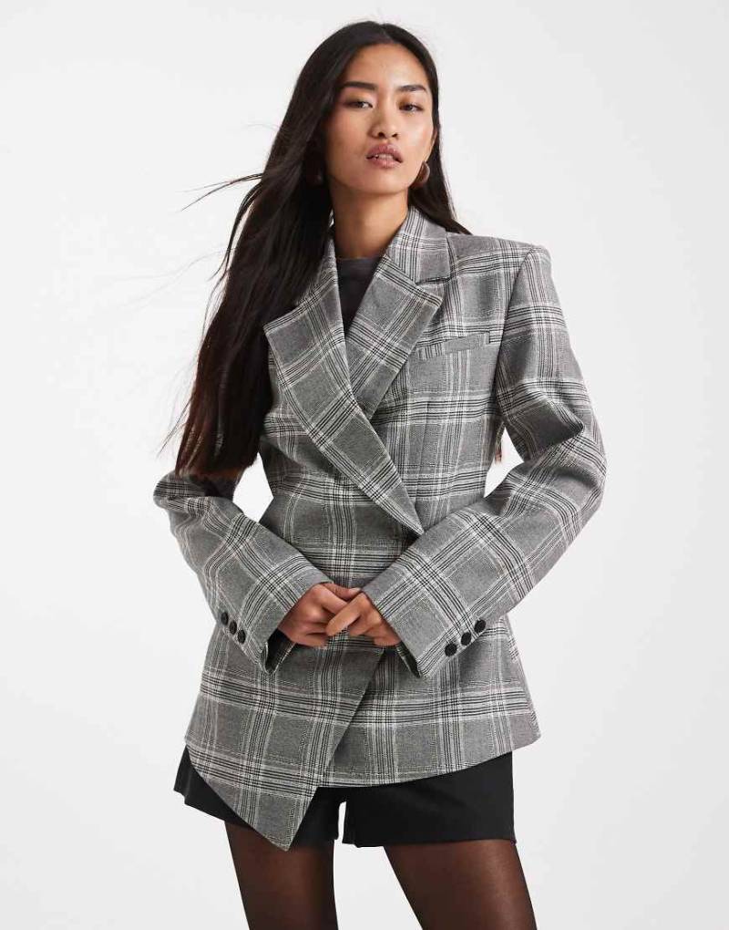 ASOS DESIGN - Eleganter, taillierter Anzug-Blazer in kariertem Grau von ASOS DESIGN