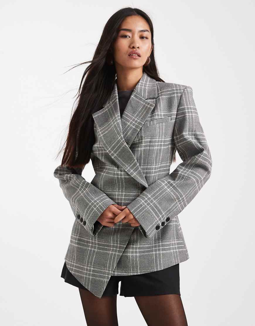 ASOS DESIGN - Eleganter, taillierter Anzug-Blazer in kariertem Grau von ASOS DESIGN