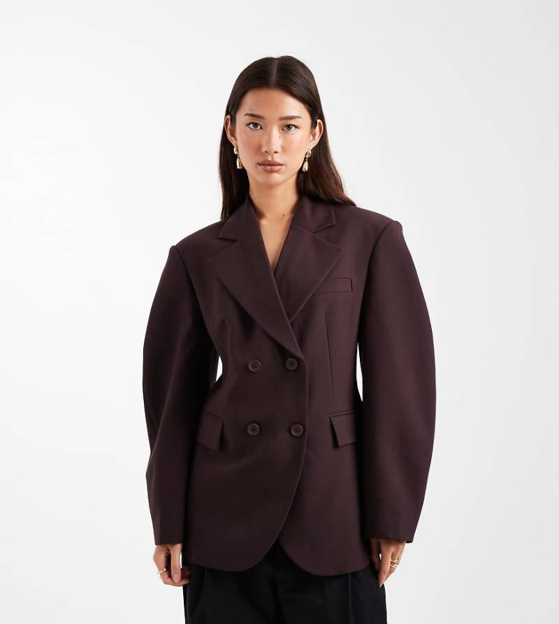 ASOS DESIGN - Eleganter, zweireihiger Blazer in Schokobraun mit Cocoon-Ärmeln-Brown von ASOS DESIGN
