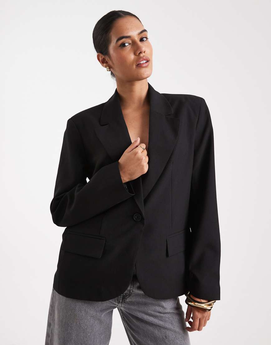 ASOS DESIGN - Eleganter, ungefütterter Relaxed-Fit-Blazer in Schwarz von ASOS DESIGN