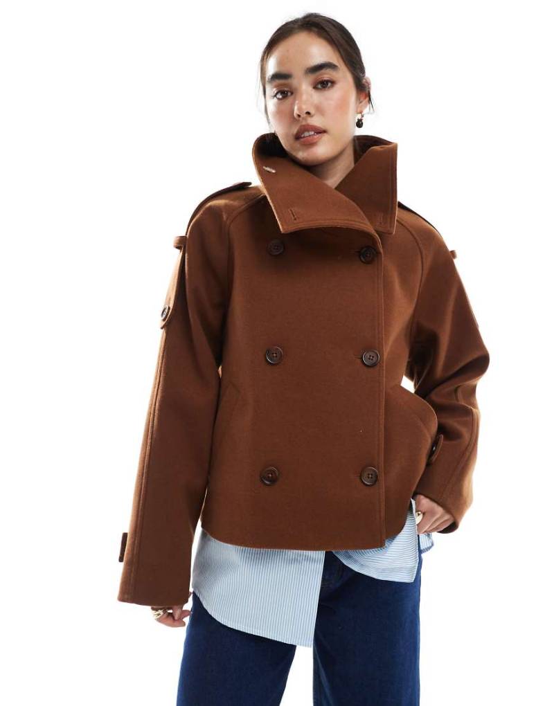 ASOS DESIGN - Eleganter Cropped-Trenchcoat in Rostrot-Grün von ASOS DESIGN