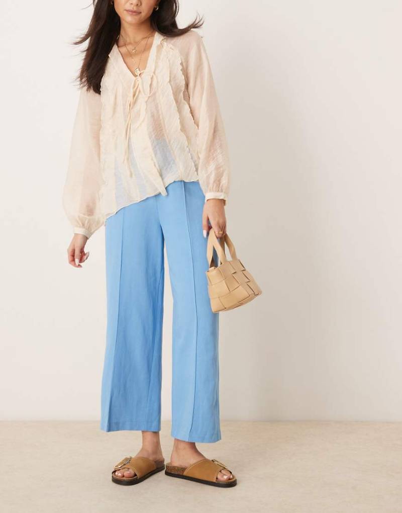 ASOS DESIGN - Eleganter Hosenrock aus Leinen in Blau von ASOS DESIGN