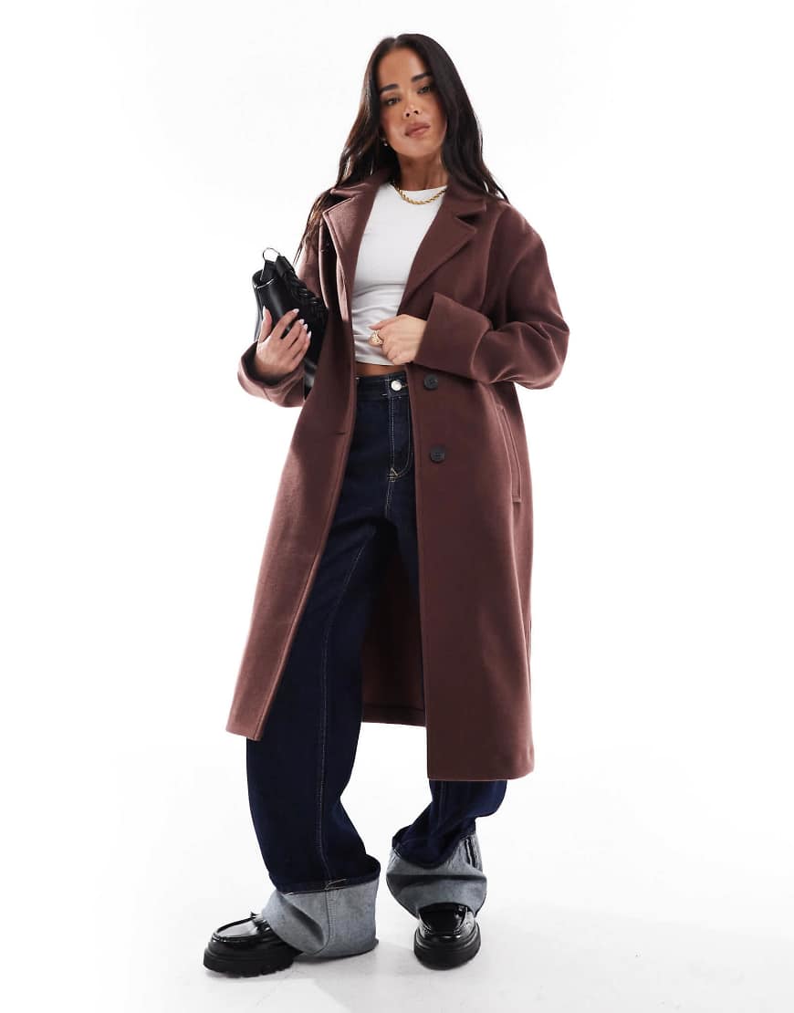 ASOS DESIGN - Eleganter Mantel zum Überziehen in Rostbraun-Rot von ASOS DESIGN