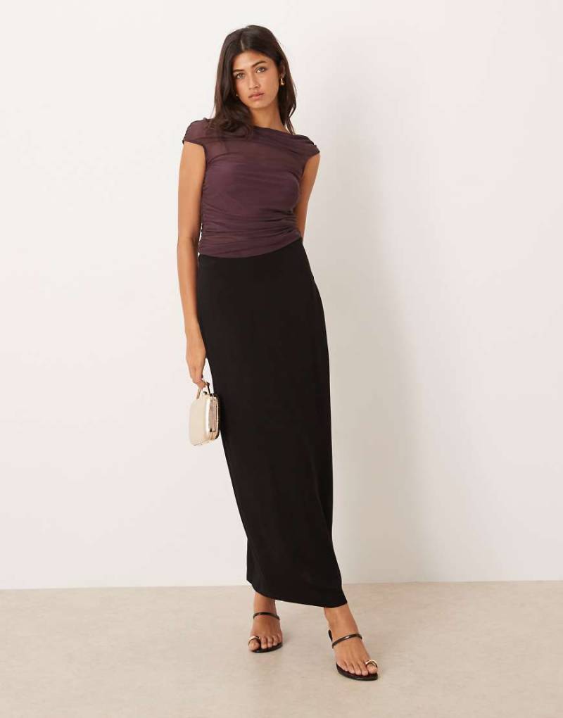 ASOS DESIGN - Eleganter Midi-Bleistiftrock in Schwarz mit Bindedetail am Rücken von ASOS DESIGN