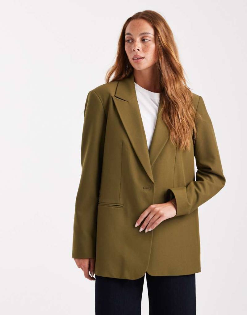 ASOS DESIGN - Eleganter Relaxed Fit Blazer in Khaki-Grün von ASOS DESIGN